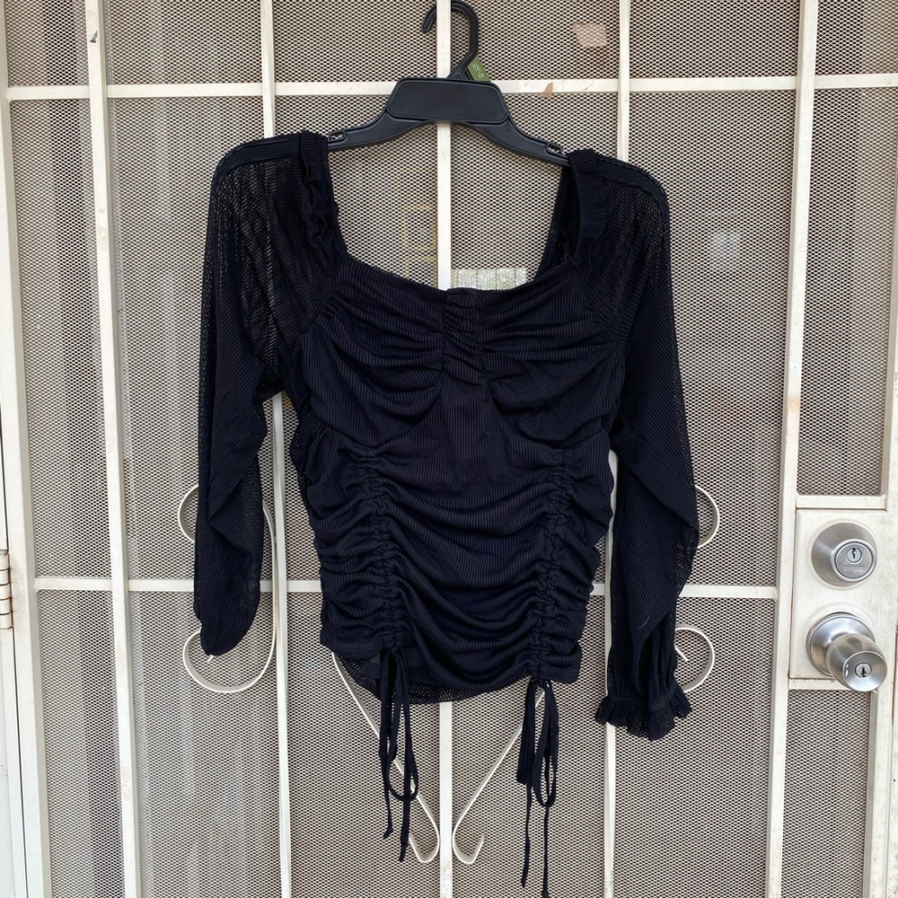 Elegant Black Ruched Women's Top
